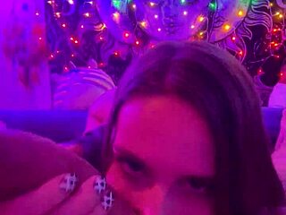 Late night romantic cock sucking in intimate POV with Laney Grey