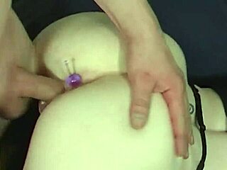 Blonde in Stockings Tied Up for Hard Buttplug Fuck