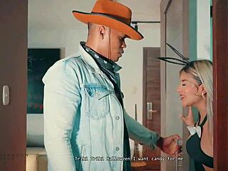 Quick interracial encounter on halloween with petite blonde and bbc - brandon cruz