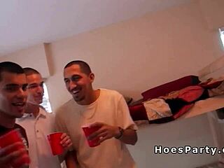 Students Go Wild Fucking Hardcore in Crowded Dorm Room Party