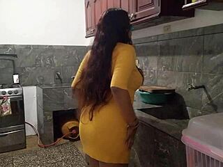 I pull bait off stepbrother's penis in kitchen with a slick homemade blowjob