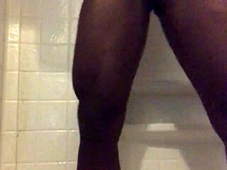 Shower Strokes with Big Black Cock Solo Action