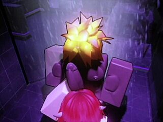 Big black cock dominates fiery redhead in steamy shower interracial pounding.