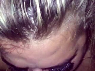 Blonde BBW delivers sloppy blowjob to big black cock with ease