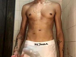 Young Amateur Jerking Off in Shower Bath Homemade Video