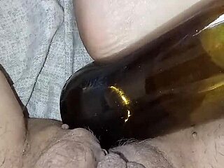 gretala, pregnant and horny, rubs bottle on juicy pussy lips