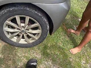 Damn, raw outdoor orgy with friends, no condoms, all cum inside!