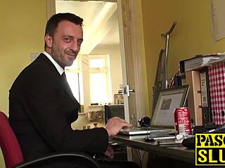 Hardcore Fuck Session with Sub in White Fishnet Stockings