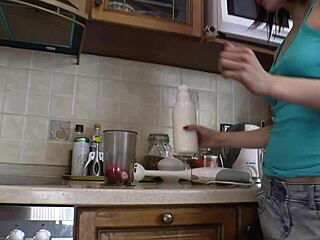 Redhead with big features gives hot closeups in the scene