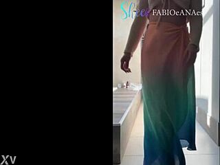 sensual curvy woman in miniskirt and costume