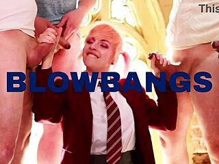 Student in lingerie swallows massive cumshot at gloryhole milking table