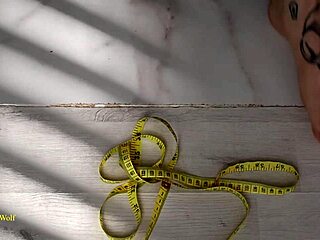 Real couple's lesbian sex with strapon, teaching tight pussy depth