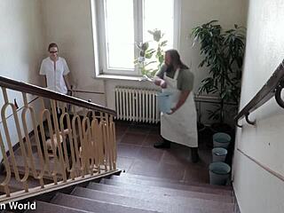 lazy cleaning girl faces brutal bdsm training in prison. rough spanking leaves her wet and humiliated.