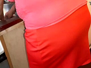 Neighbor's Skirt Teases Me While Cooking