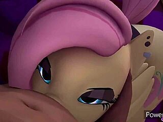 fluttershy giving a deepthroat blowjob to monster cock