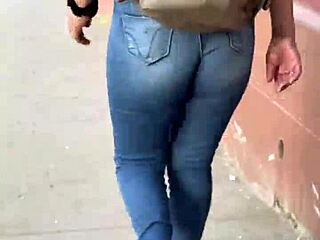 Bold Latina with Big Ass in Tight Jeans
