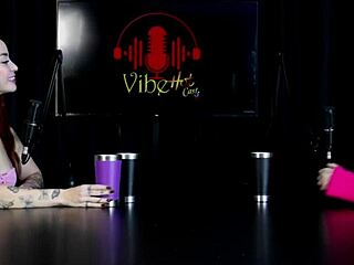 Blonde in sheer red lingerie talking panties with boss, neighbors hear her cum