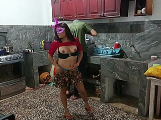 Fat neighbor shakes big ass in homemade roleplay