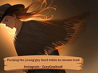 fucking that young guy hard as he moans loud