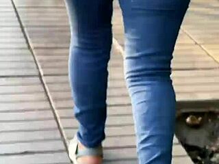 Bold Latina with Big Ass in Tight Jeans