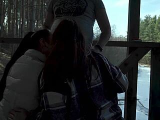 We Sucked Him Together on Vacation in Intense Threesome