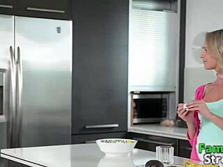 silently sucking step daddy's cock in a group fucking session with blonde american milf