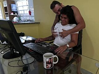 Nicoly Mattos gives ass on reception sofa after boss blowjob 😈