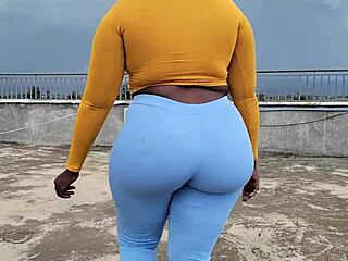 Apple Bottom 52 rides hard to crush a guy's balls!