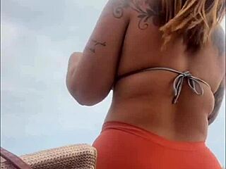 swollen wet pussy on the beach flashing for big cock