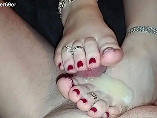 Best Footjob Ever from Hot Housewife!