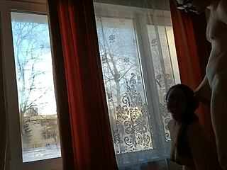 Helga Bosk gets risky banging by the window with people passing by