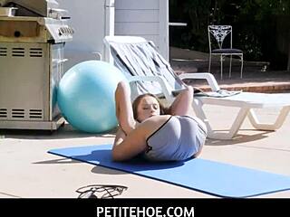 Petitehoe Lily Glee, tiny 18+ pornstar, craves her fitness instructor's massive cock