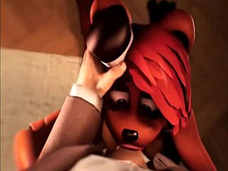 Toy Freddy Gets Blowjob, Lick, Anal, and Facial in Lesbian Fuck Scene!