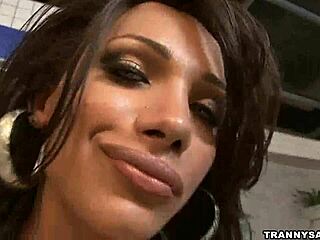 Look, This Tasty Tranny Hottie Strokes Her Cock Poolside