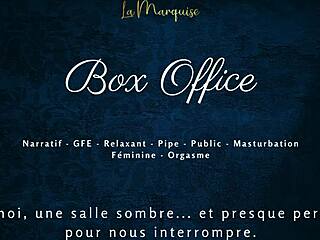 box office treat with a gentle public blowjob in french style