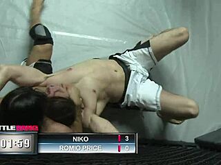 Can you believe it? Sophie Dee dominates the battle bang ring with anal play and stockings!