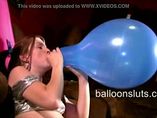 Feeling intense pleasure as Megan uses inflatable toy for masturbation