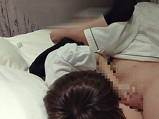 Japanese Student Cowgirl Creampie in Maid Uniform.
