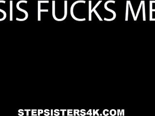 Does the cute ginger stepsister agree to family sex with her huge cock stepbrother?