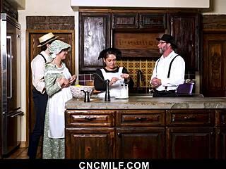 She bends over eagerly for doggystyle fucking to join the circle as a blonde slave