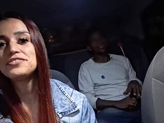 Kinky motorista catches passenger masturbating in car on the street.