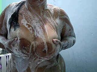 Latina Bathes With Big Natural Tits