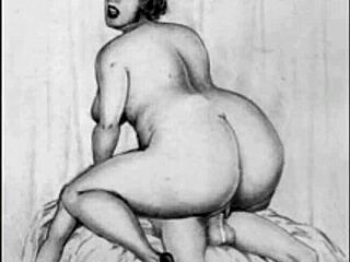 what's so intriguing about this vintage erotic art piece?