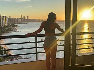 Amazing Fuck At Sunset! Plump Bodybuilder Rides Muscular Black Guy In Cowgirl!