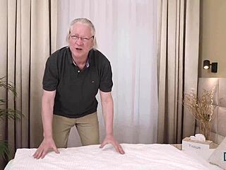 Does grandpa fuck this big titted topmodel? Bent over!