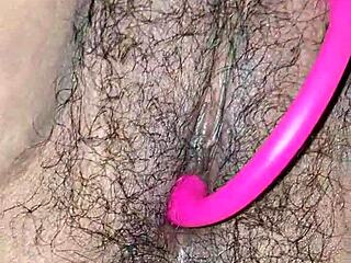 very hot hairy desi indian bhabhi inserting dildo