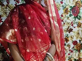 Great sex with bhabhi in red saree and after removing the black blouse opportunity to squeeze the boobs and ass fuck hindi audio claire vais