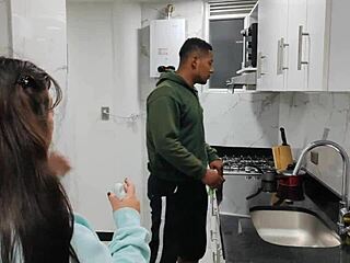 rioc enters the kitchen to fuck busty jennie hard