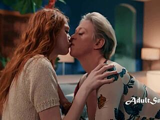 Milf dominates her young 18+ redhead submissive lesbian lover in hardcore scissoring.