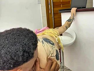 Big Cock Interracial Guy Fixes Intercom Then Bareback Fucks with Creampie